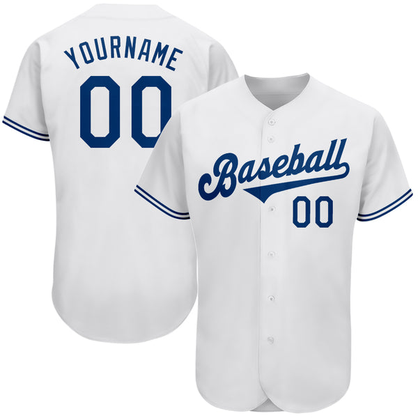 Custom White Royal Authentic Baseball Jersey Custom White Royal Authentic Baseball Jersey
