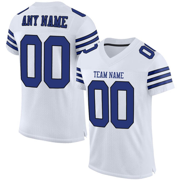 Custom White Royal-Black Mesh Authentic Football Jersey Custom White Royal-Black Mesh Authentic Football Jersey