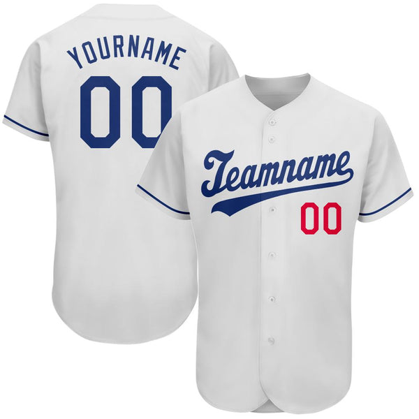 Custom White Royal-Red Authentic Baseball Jersey Custom White Royal-Red Authentic Baseball Jersey