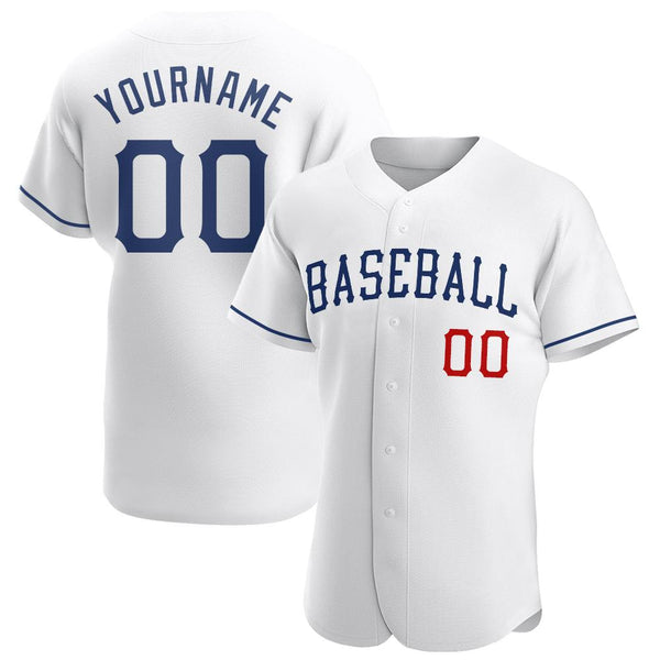 Custom White Royal-Red Authentic Baseball Jersey Custom White Royal-Red Authentic Baseball Jersey