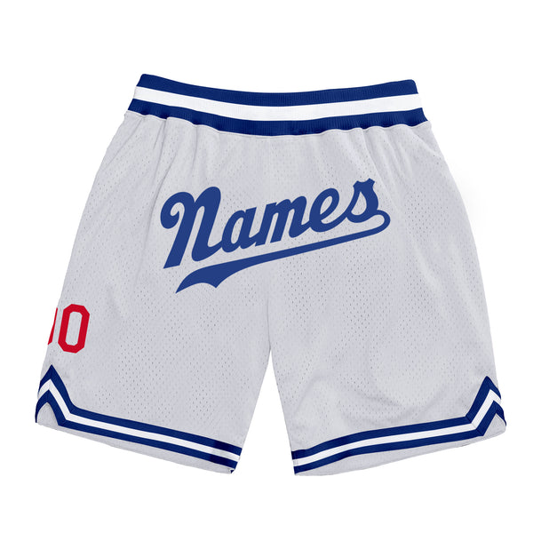 Custom White Royal-Red Authentic Throwback Basketball Shorts Custom White Royal-Red Authentic Throwback Basketball Shorts