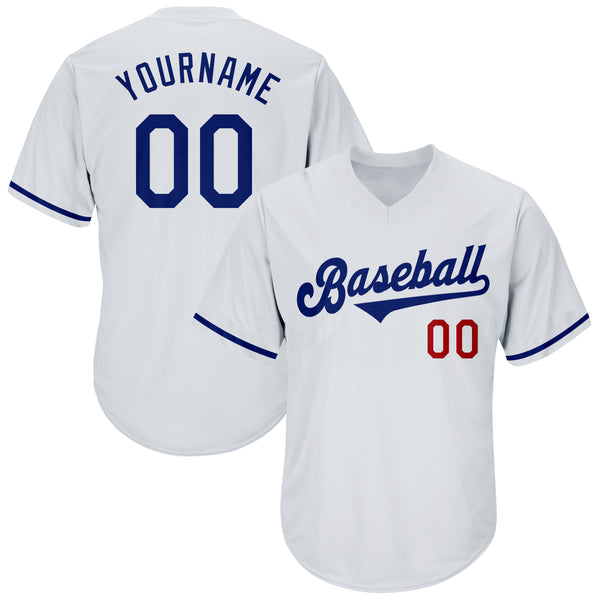 Custom White Royal-Red Authentic Throwback Rib-Knit Baseball Jersey Shirt Custom White Royal-Red Authentic Throwback Rib-Knit Baseball Jersey Shirt