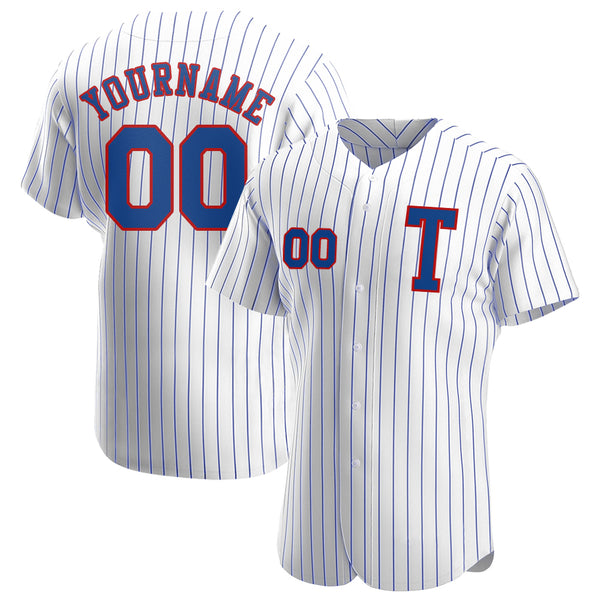 Custom White Royal Strip Royal-Red Authentic Baseball Jersey