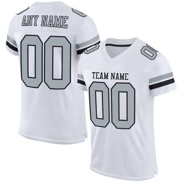 Custom White Silver-Black Mesh Authentic Football Jersey Custom White Silver-Black Mesh Authentic Football Jersey
