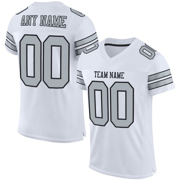 Custom White Silver-Black Mesh Authentic Football Jersey Custom White Silver-Black Mesh Authentic Football Jersey
