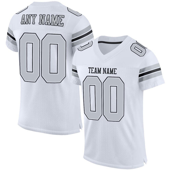 Custom White Silver-Black Mesh Authentic Football Jersey Custom White Silver-Black Mesh Authentic Football Jersey