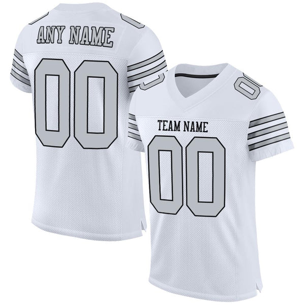 Custom White Silver-Black Mesh Authentic Football Jersey Custom White Silver-Black Mesh Authentic Football Jersey
