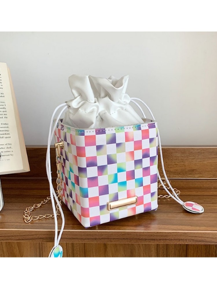 Korean Chain Contrast Color Plaid Shoulder Bag