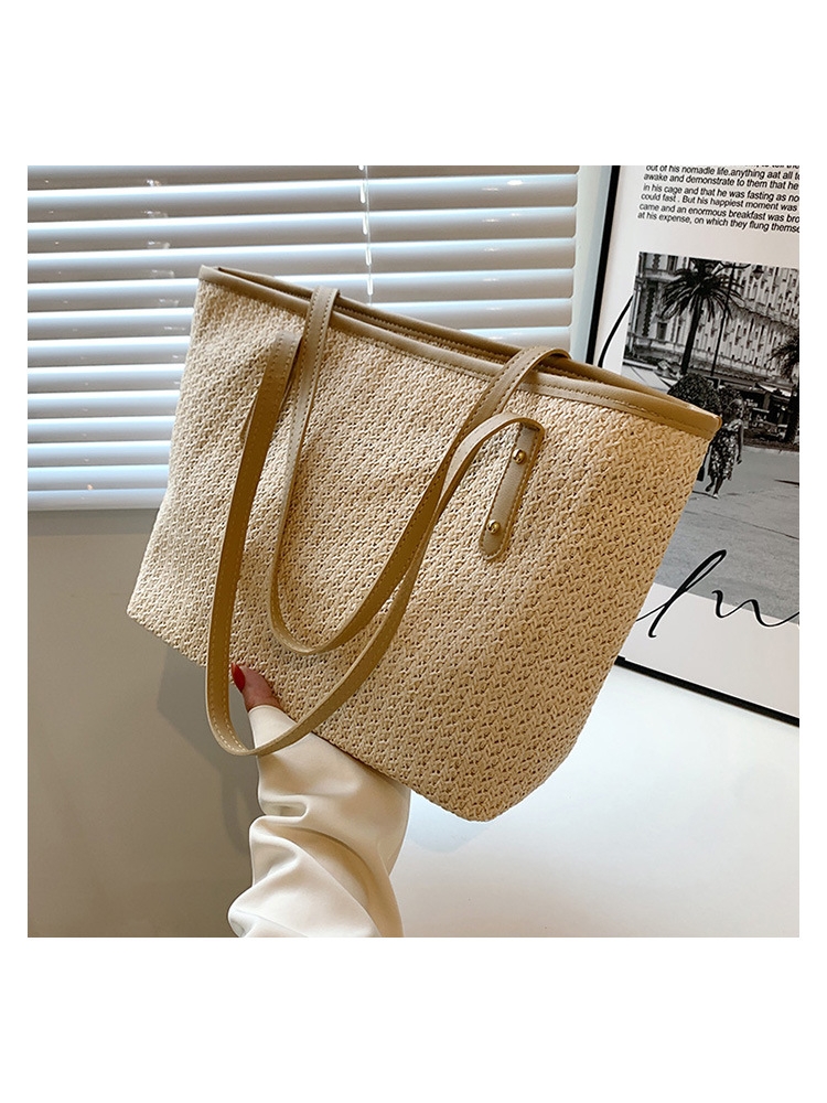 Travel Straw Contrast Color Lager Tote Bags