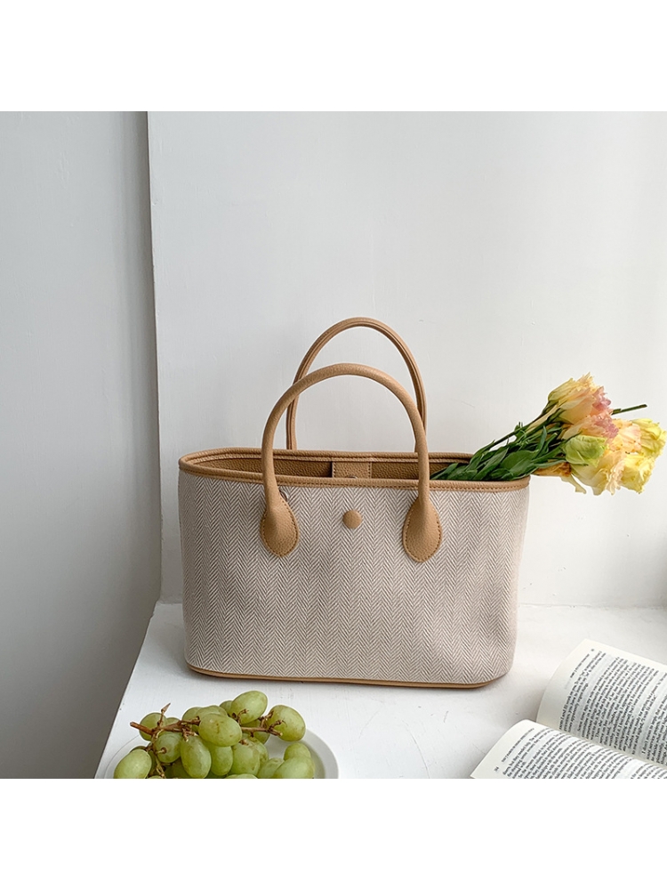 Summer Contrast Color Canvas Shoulder Tote Bags