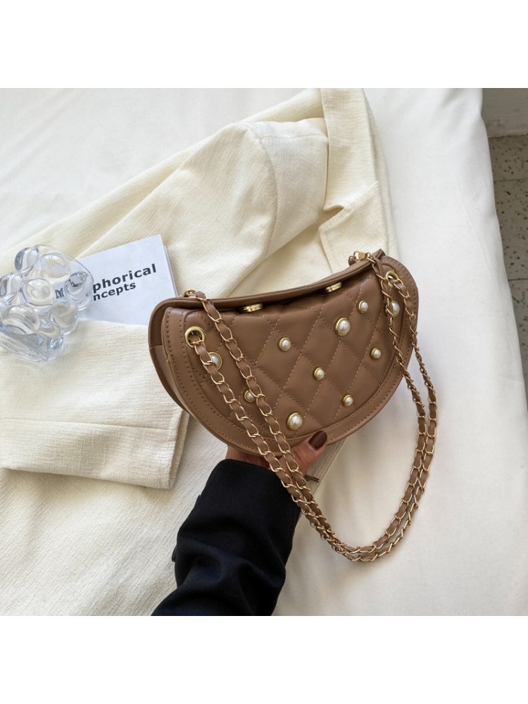 Designer Faux Pearl Semicircle Shoulder Bags For Women