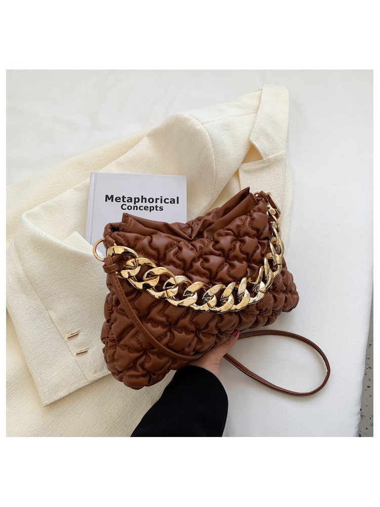 Korean Style Street Chain Ruched Shoulder Bag