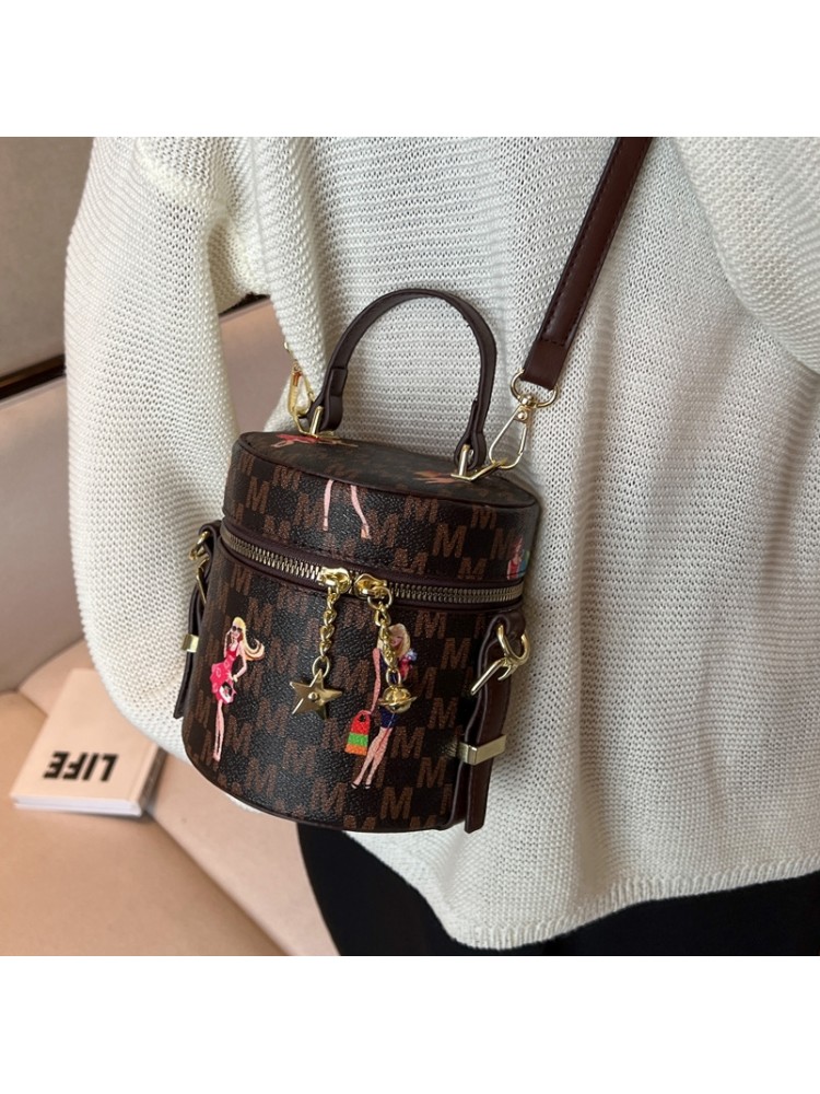 Summer PU Printing Zipper Versatile Bucket Bags