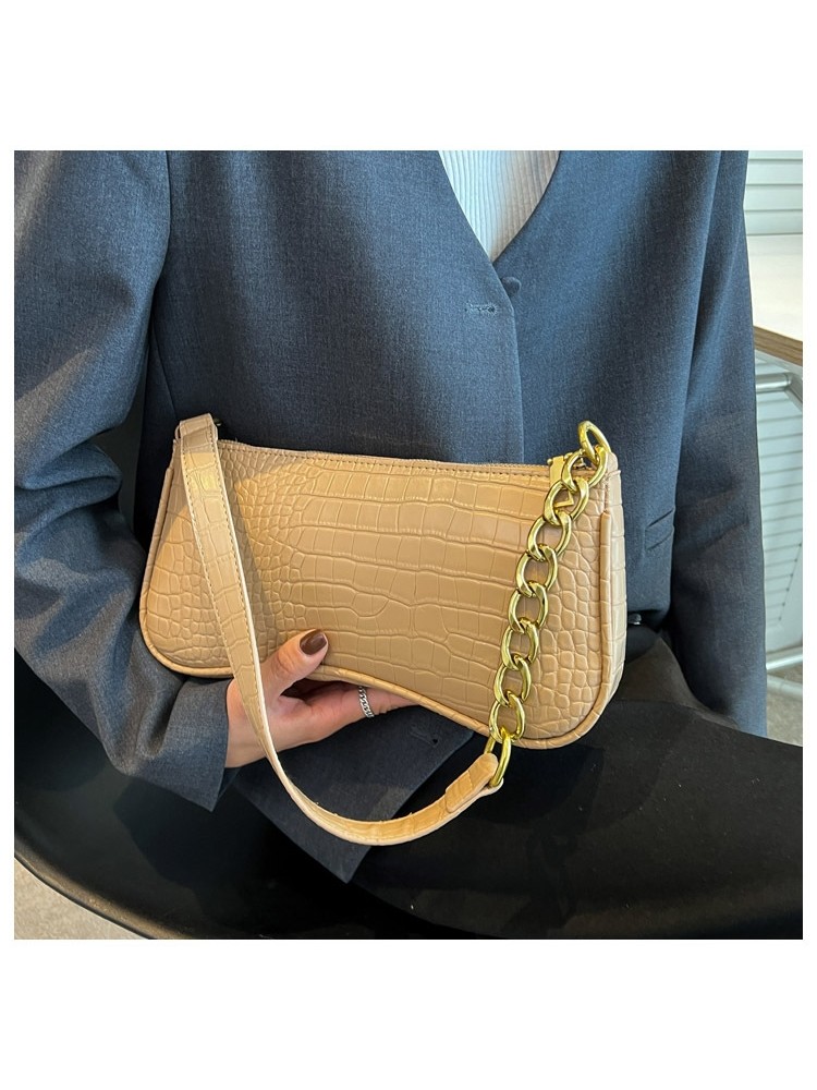 Ladies White Alligator Print Shoulder Bags