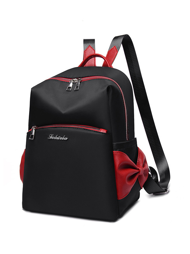 Travel Contrast Color Oxford Bow Backpack For Women
