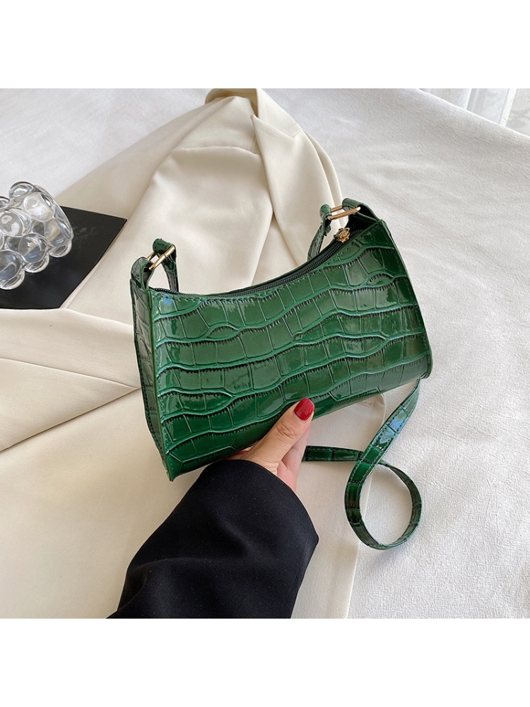 Alligator Print Black Casual Shoulder Bags