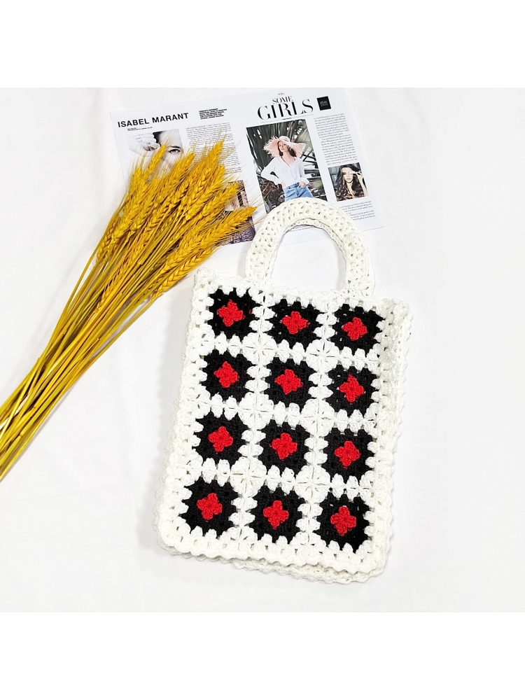Hollow Out Contrast Color National Style Tote Bag