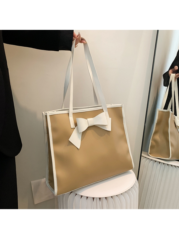 New Contrast Color Bow One Shoulder Tote Bags