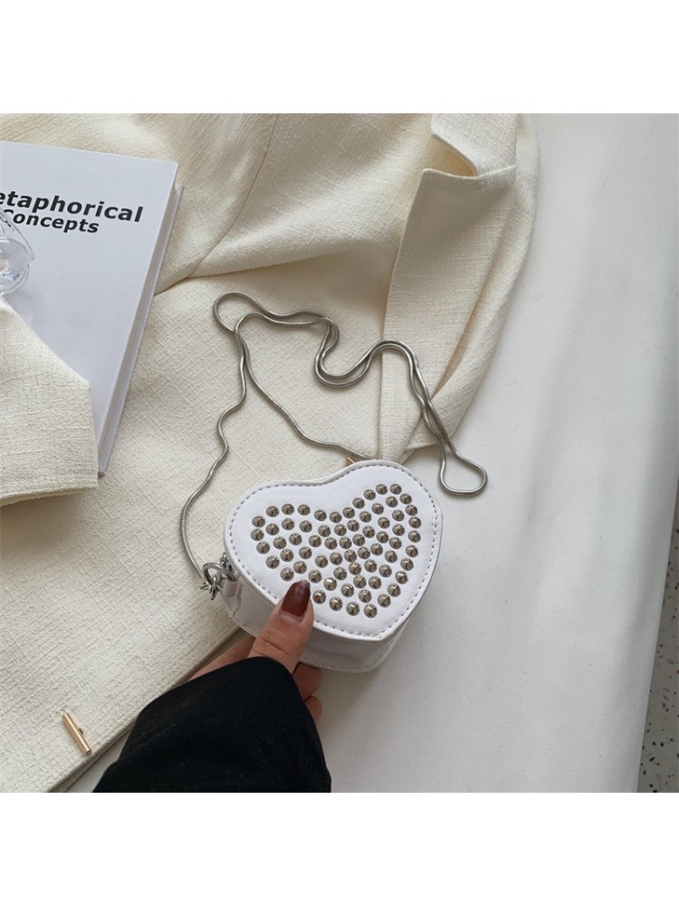 Dating Heart Shape Rivet Shoulder Bags