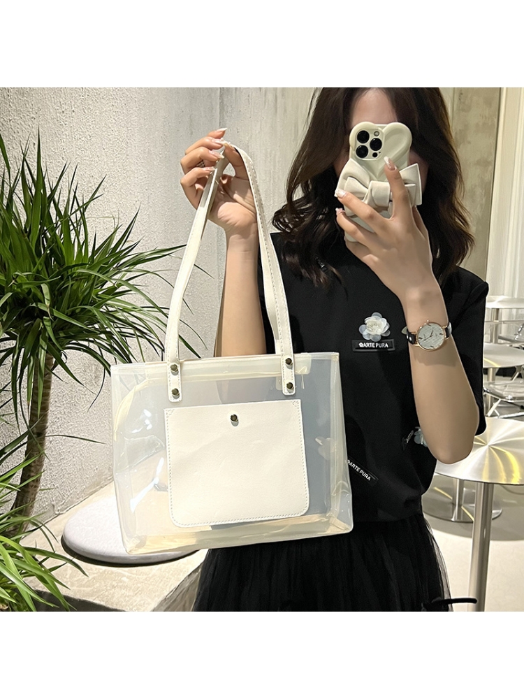 PVC Transparent Patchwork One Shoulder Tote Bag
