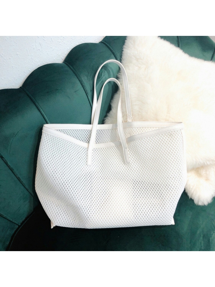 Shopping Solid Hollow Out Open Tote Bags