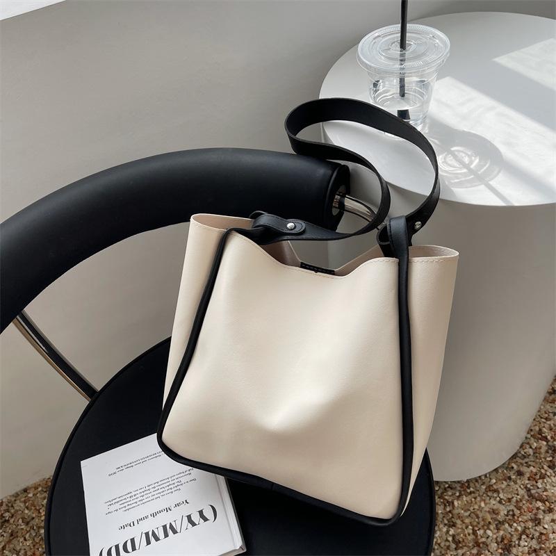 Contrast Color Versatile Large Shoulder Tote Bag For Ladies