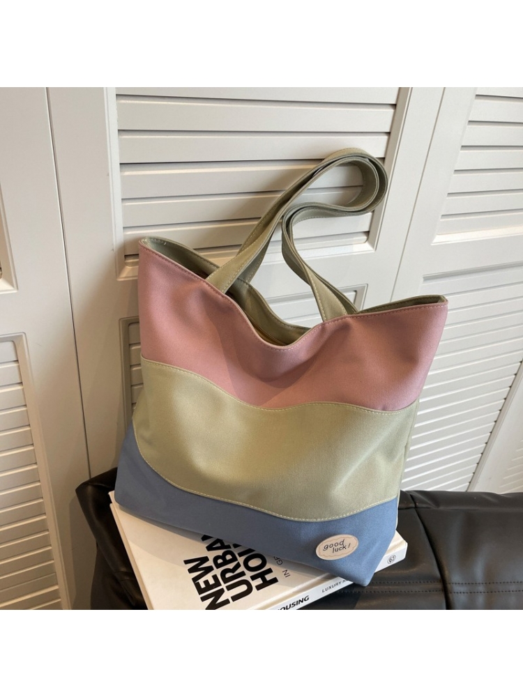 Canvas Fashion Contrast Color Tote Bag For Women