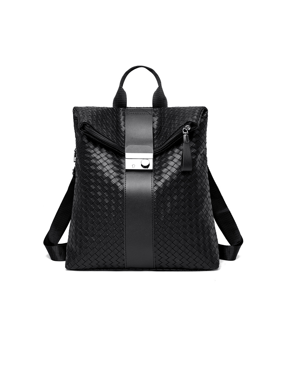 Preppy Style Weave Women Dual Shoulder Backpack