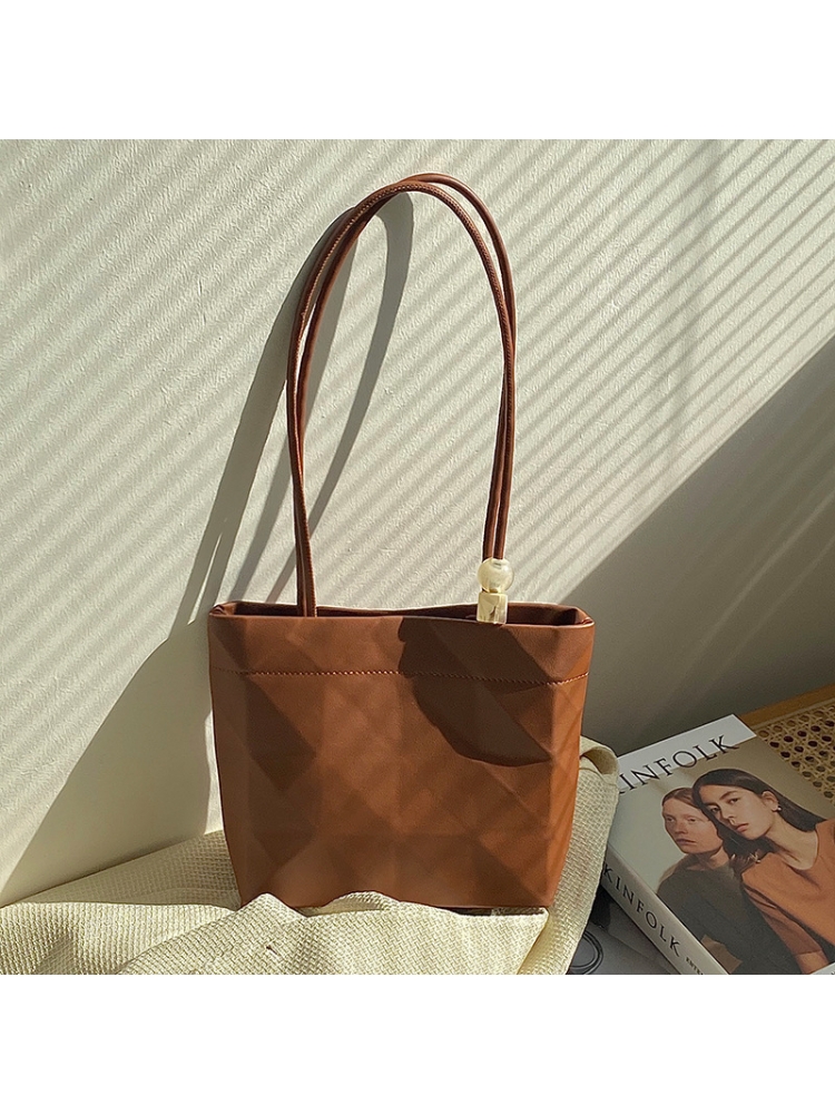 PU Fashion One Shoulder Pure Color Tote Bag