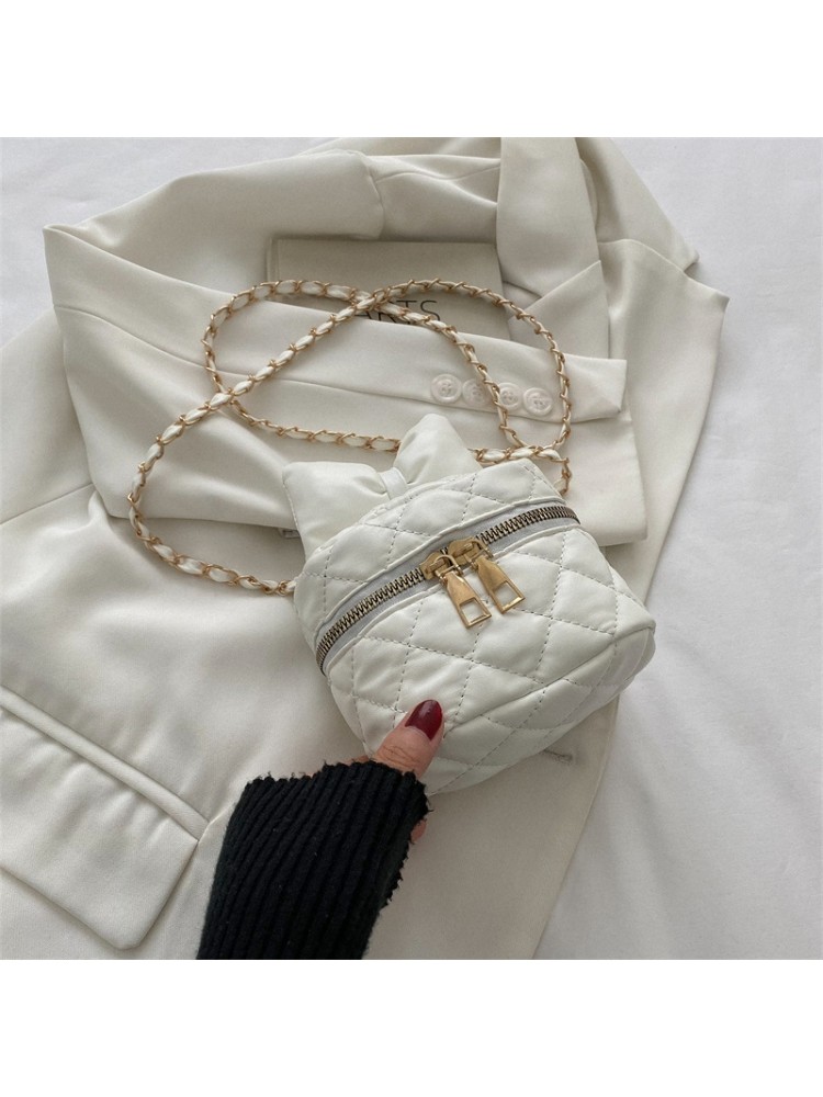 Fashion Sweet PU Bow Rhombus Lattice Shoulder Bags