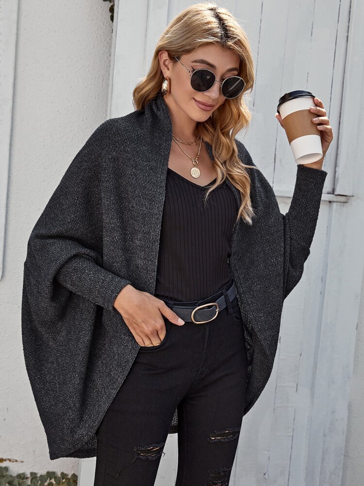 Open Front Dolman Sleeve Coat