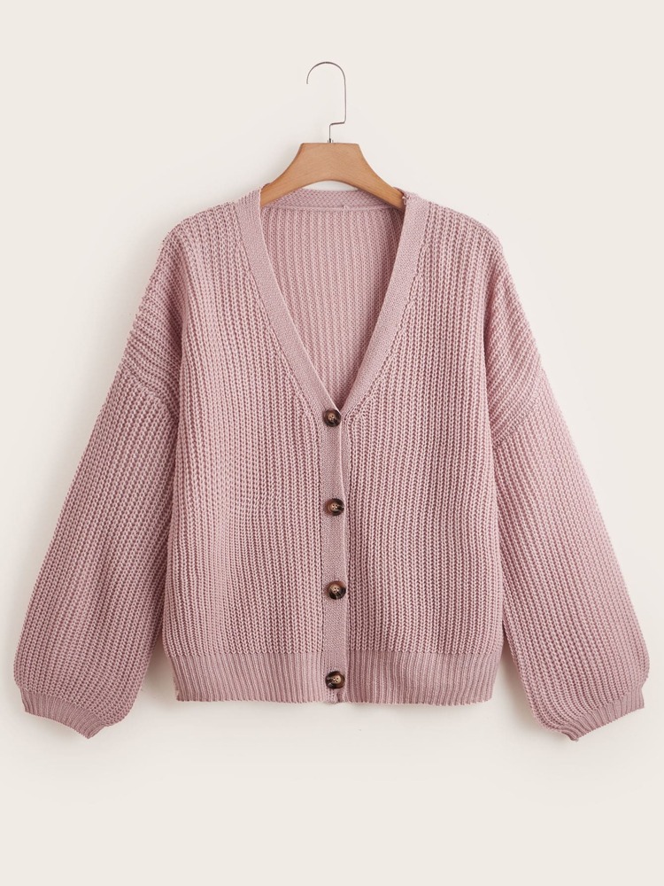 Plus Button Up Drop Shoulder Cardigan Plus Button Up Drop Shoulder Cardigan