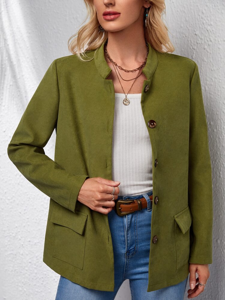Flap Pocket Single Breasted Coat