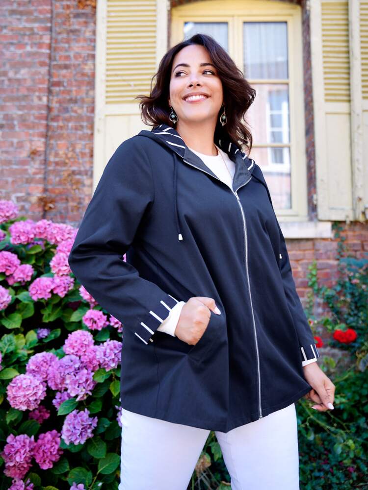Plus Zip Up Hooded Coat