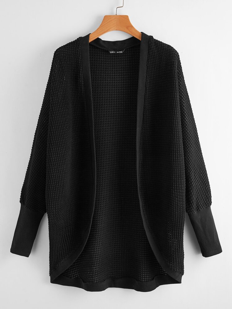 Plus Open Front Waffle Knit Coat Plus Open Front Waffle Knit Coat