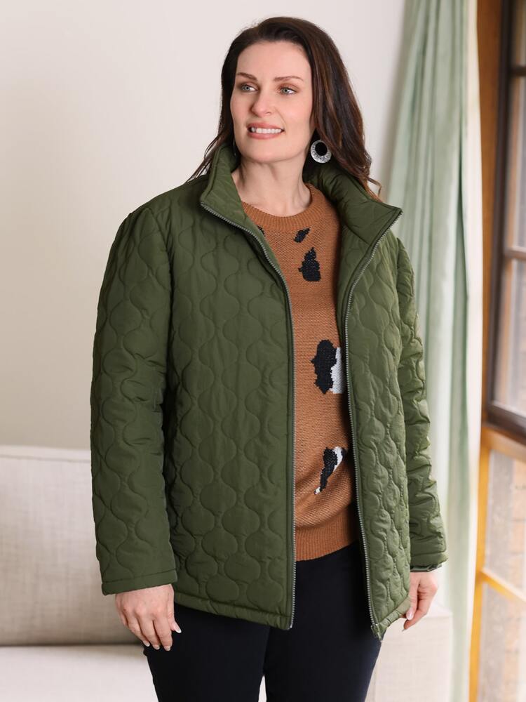 Plus Zip Up Quilted Winter Coat Plus Zip Up Quilted Winter Coat