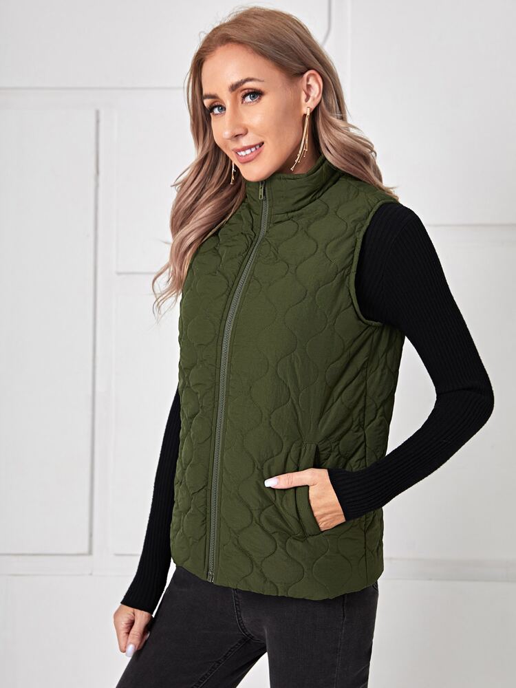 Zip Up Quilted Vest Jacket