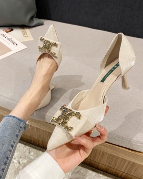 Rhinestone buckle high-heeled shoes shoes for women