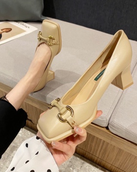 Square head middle-heel shoes thick footware Square head middle-heel shoes thick footware