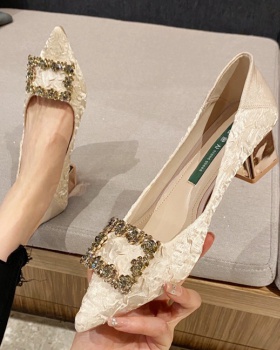 Low side buckle shoes Korean style thick footware for women