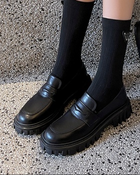 Spring trifle loafers low thick crust leather shoes for women