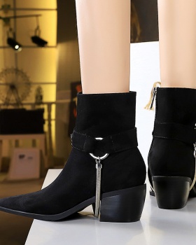 Metal retro boots high-heeled thick short boots Metal retro boots high-heeled thick short boots
