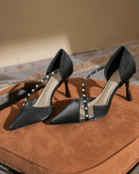 Pearl shoes fine-root high-heeled shoes for women