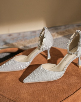 Pearl pointed shoes rhinestone high-heeled shoes for women