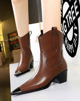Pointed women boots thick short boots