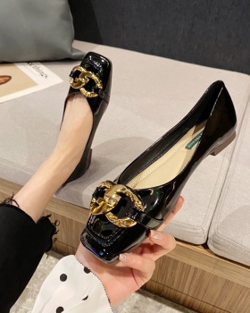 Low all-match shoes square head hasp footware for women