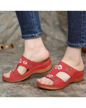 Summer embroidery sandals hollow slipsole slippers for women