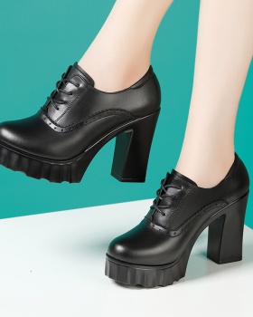 Genuine leather autumn shoes thick crust platform