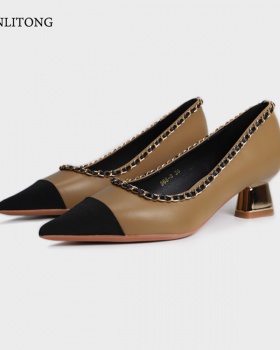 Thick splice double color chain shoes for women