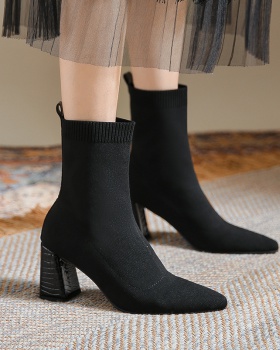 Elasticity thick boots pointed slim women boots Elasticity thick boots pointed slim women boots